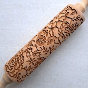 Flowers & Leaves Embossed Rolling Pin
